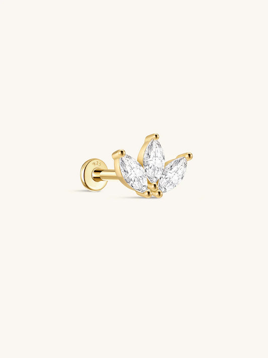 925 Sterling Silver Crown Zircon Ear Piercing Stud