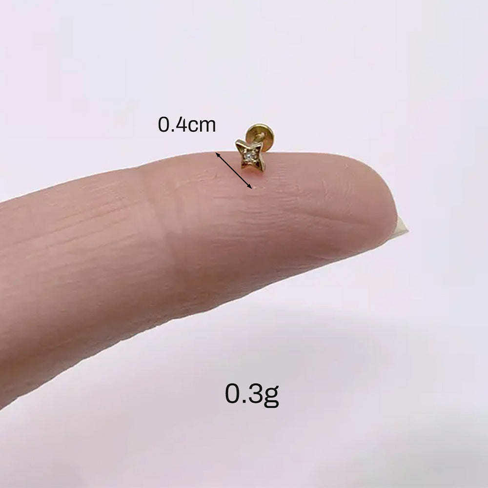 925 Sterling Silver Tiny Four-Point Star Earrings