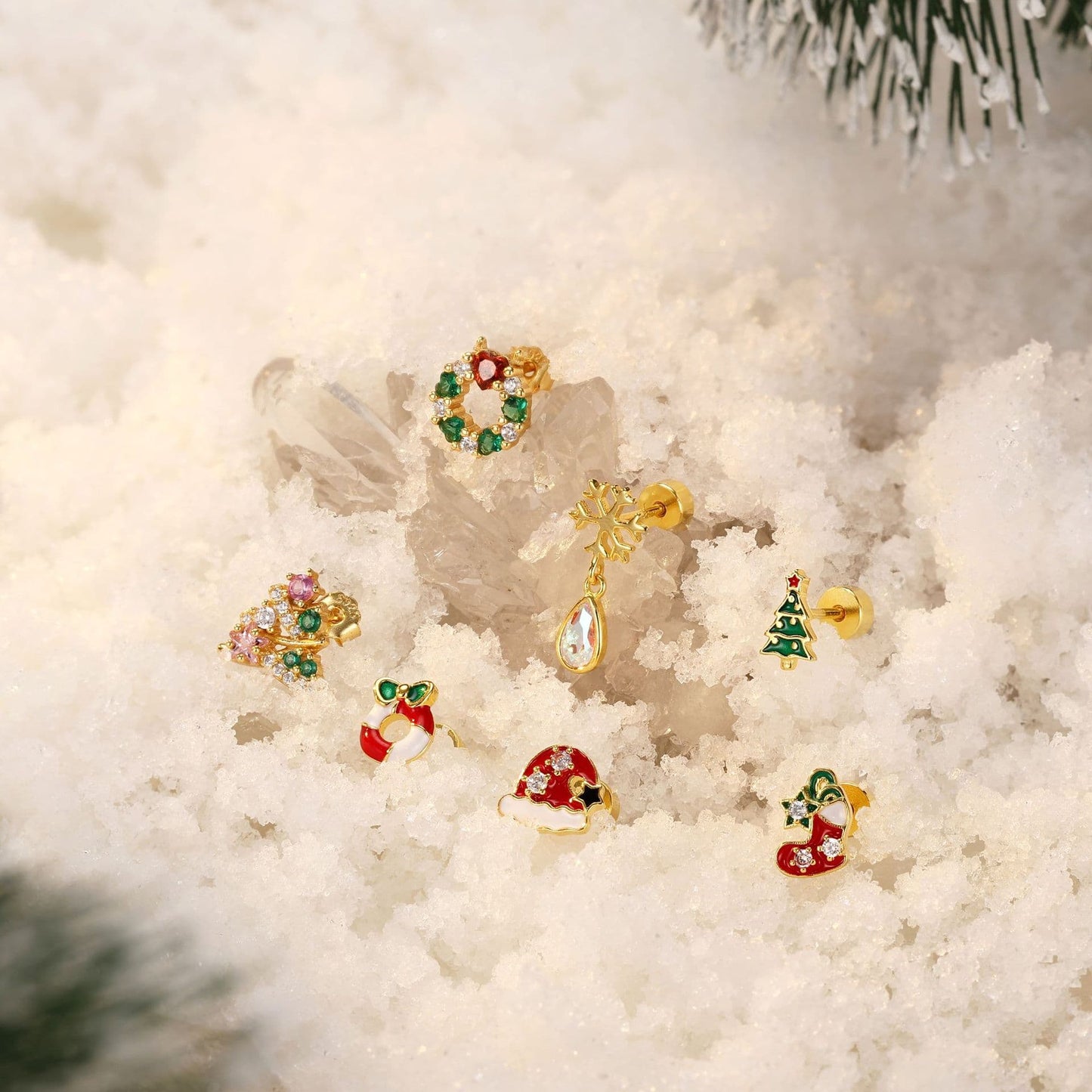 925 Sterling Silver Christmas Bell Helix Flat Back Piercing Studs