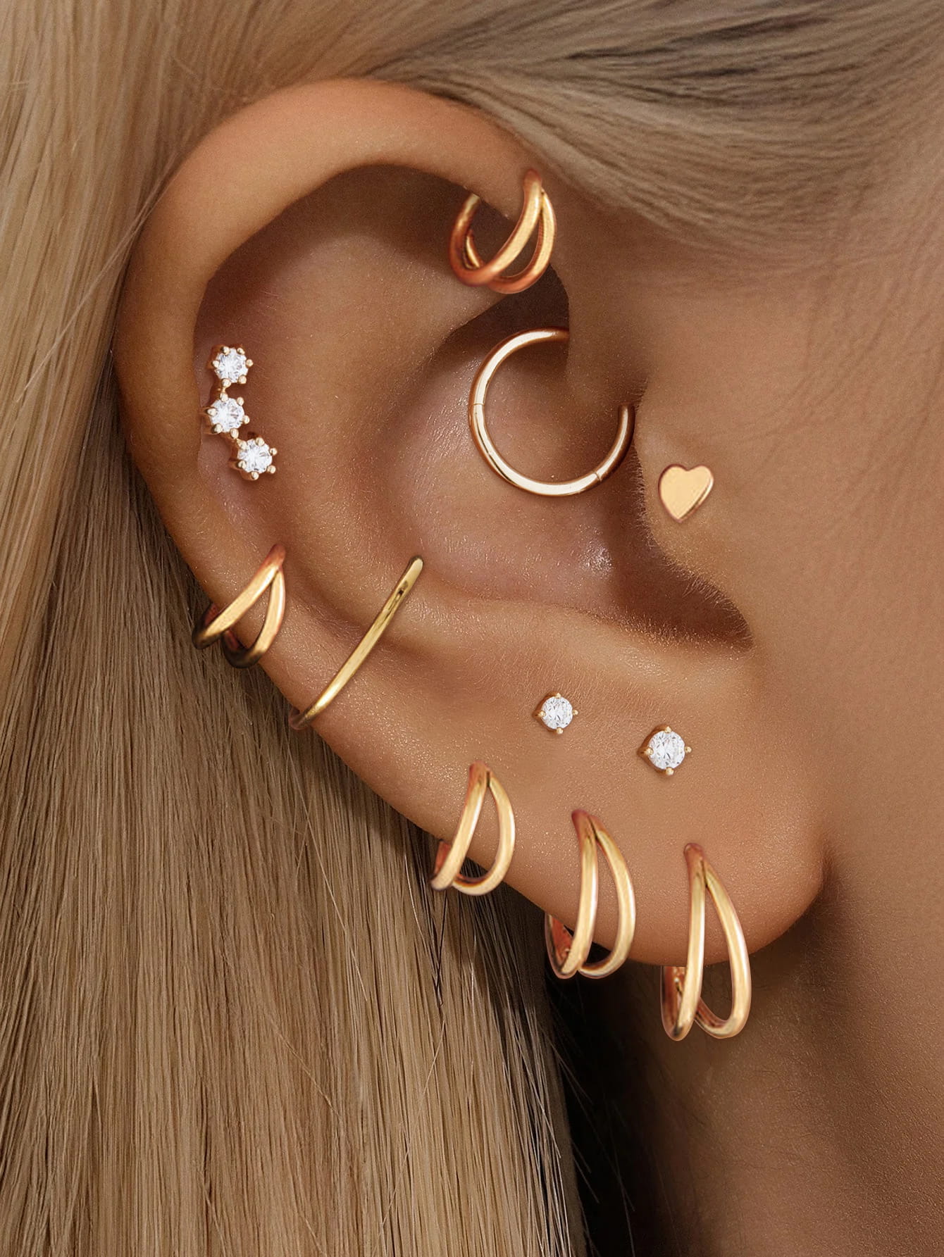G23 Titanium Waterproof Refined Layers Double Hoop Clicker Earrings