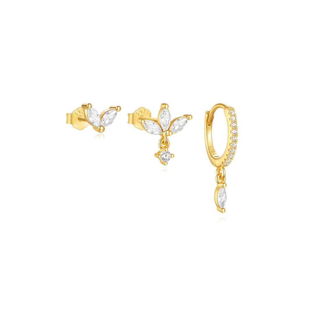 Minimalist S925 Sparkling Zirconia Earring Set
