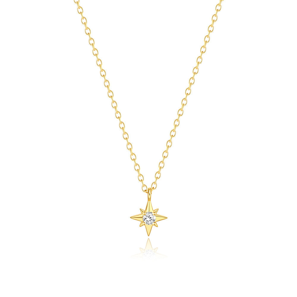 925 Sterling Silver Classic Eight-Pointed Star Necklace