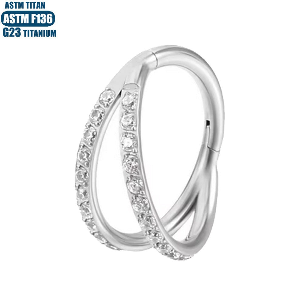 G23 Titanium Waterproof Double Pave CZ Cartilage Hoop