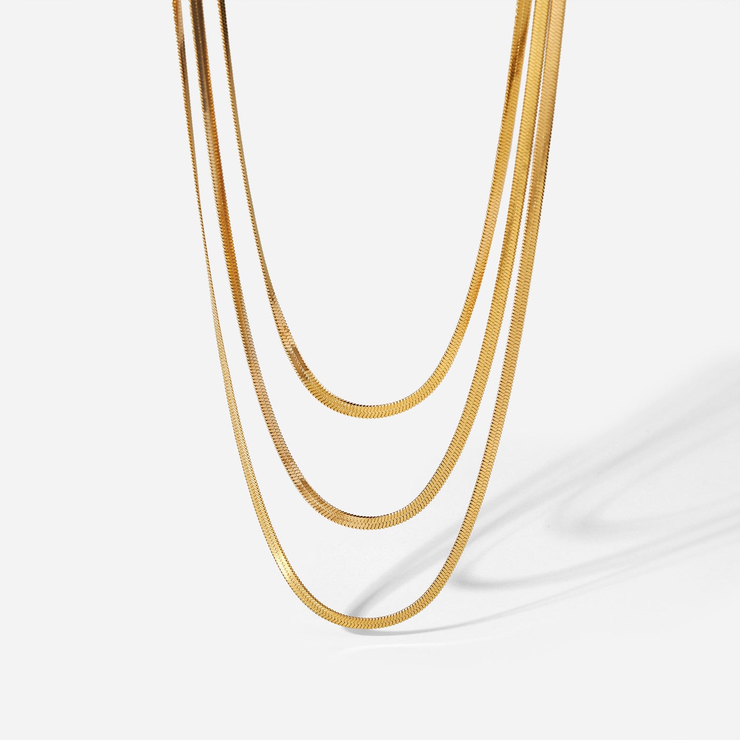 Waterproof Titanium Steel Three-Layer 3mm Snake Chain Necklace