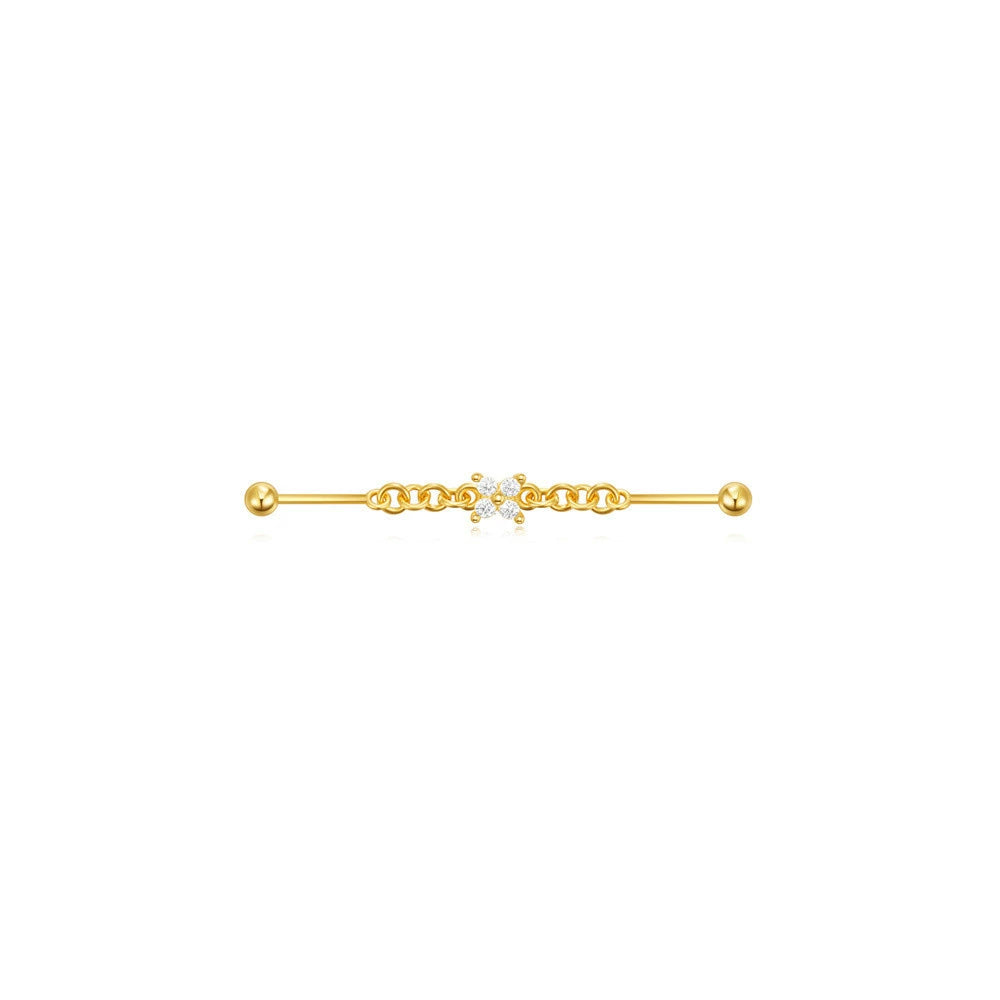 925 Sterling Silver Chain Industrial Barbell Thread Piercing