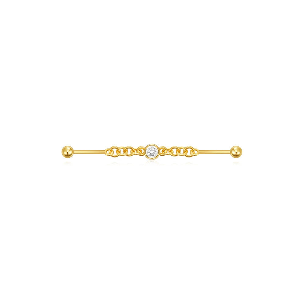 925 Sterling Silver Chain Industrial Barbell Thread Piercing