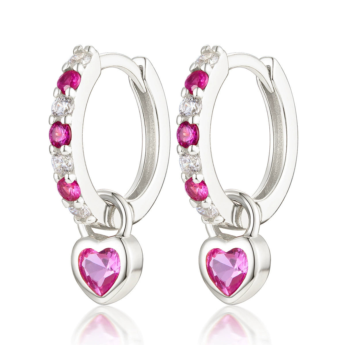 S925 Romantic Heart-Shaped Zircon Pendant Earrings
