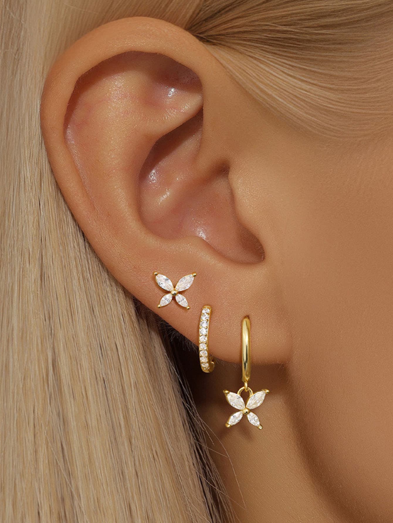 S925 Butterfly Zirconia Earrings Gift Set