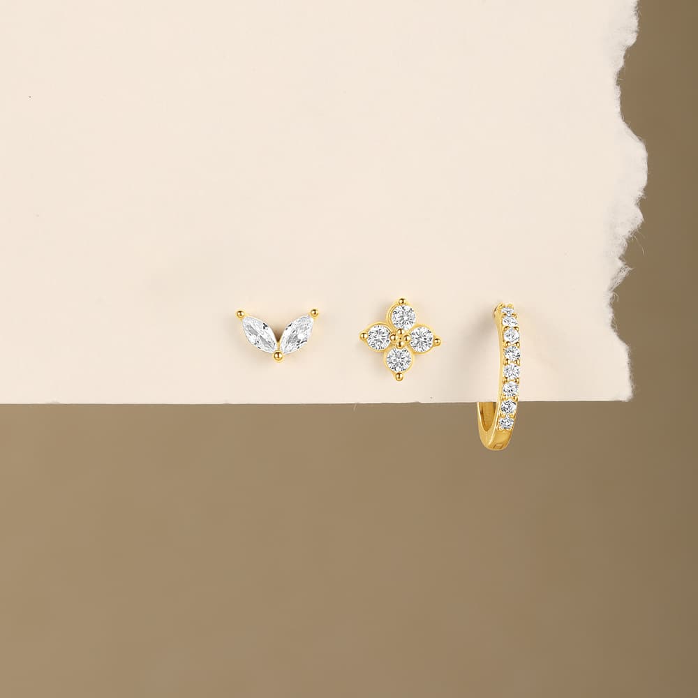 S925 Flower Zirconia Earrings Gift Set