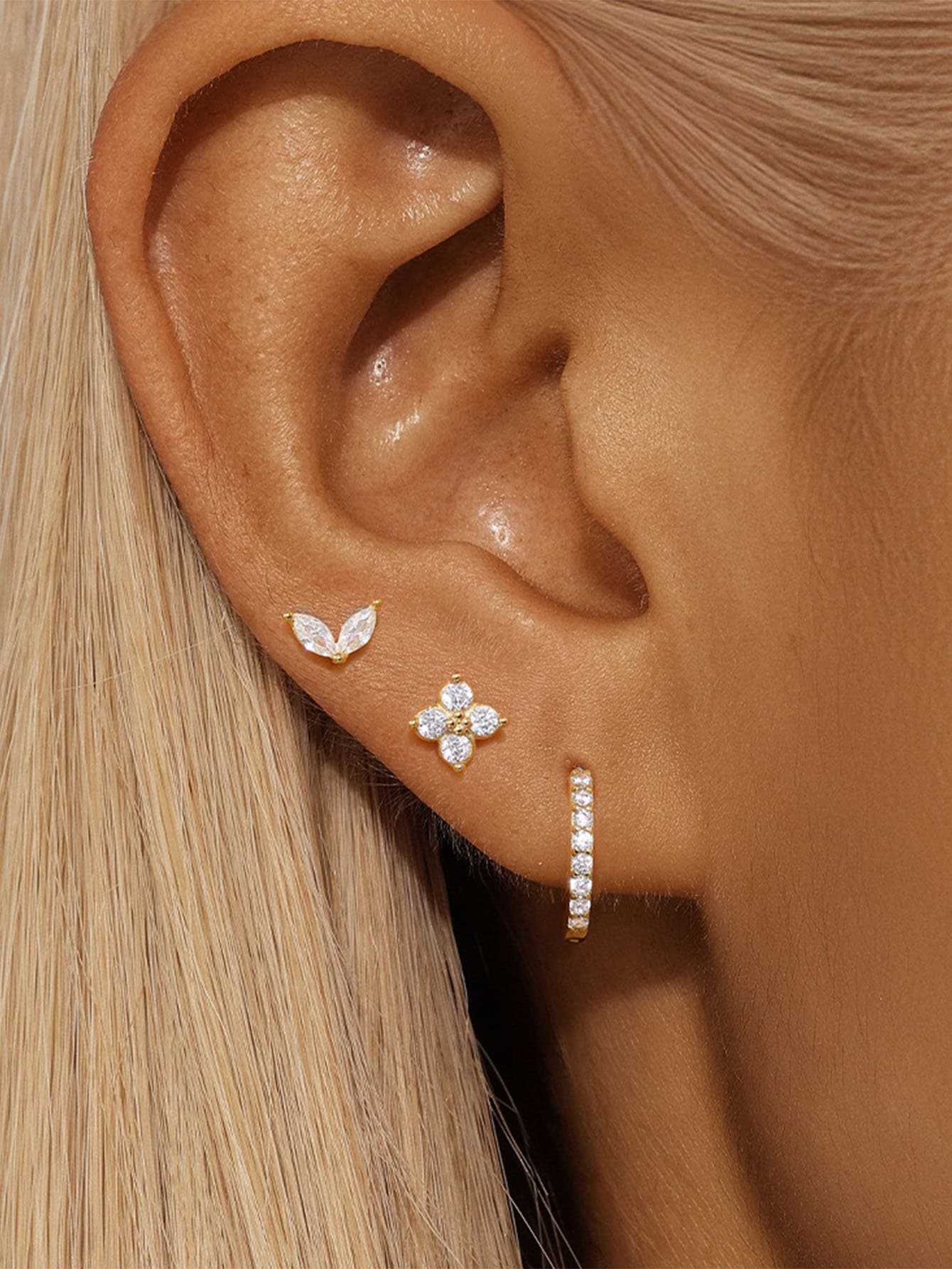 S925 Flower Zirconia Earrings Gift Set