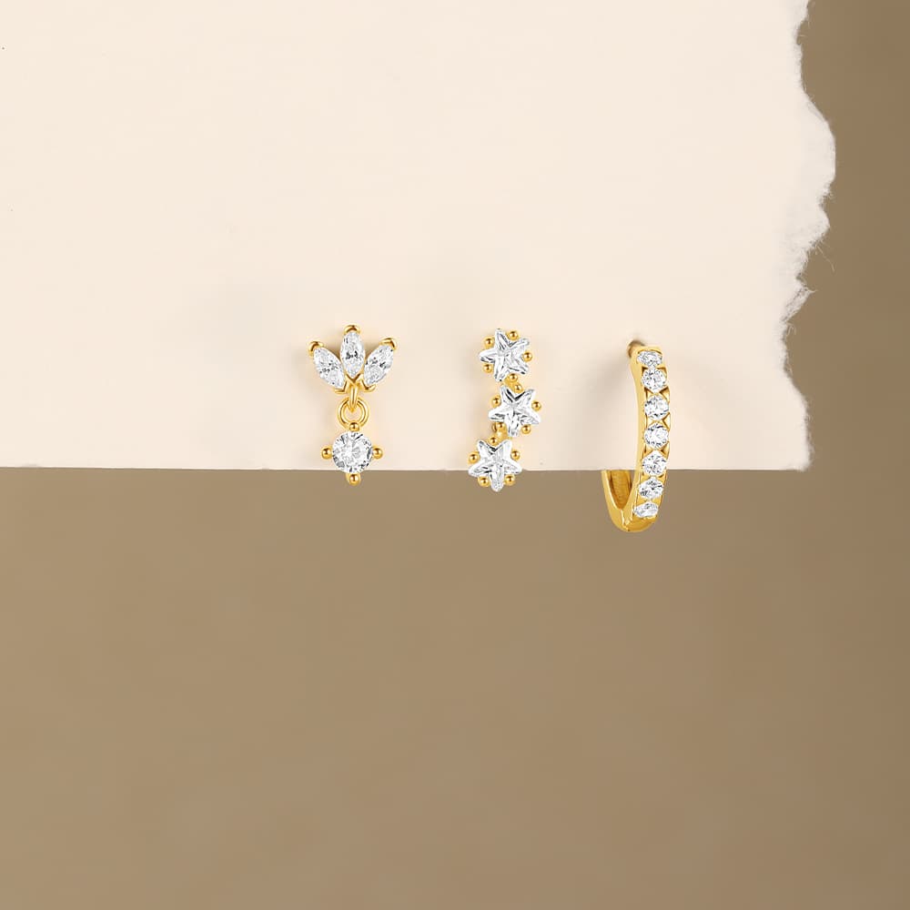 S925 Snowflake Crown Zirconia Earrings Gift Set