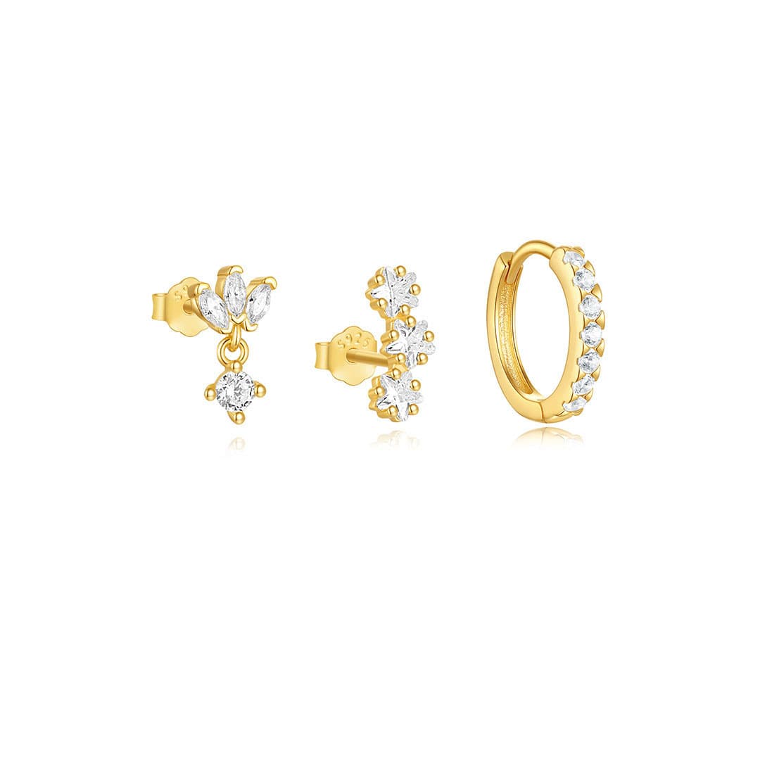S925 Snowflake Crown Zirconia Earrings Gift Set