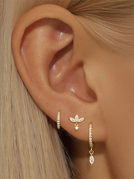 S925 Sparkling Zirconia Earring Set