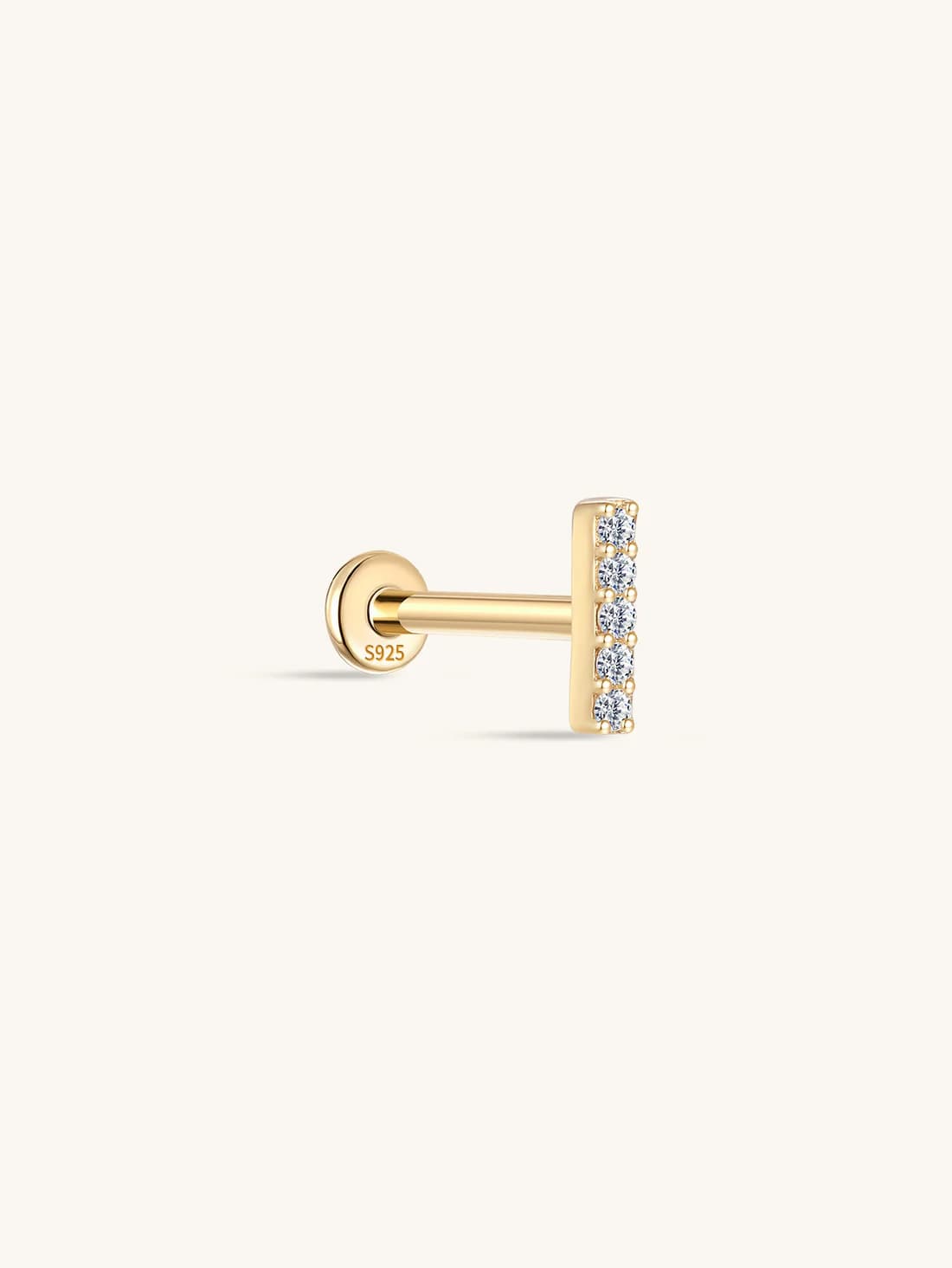 S925 Sterling Silver Bar Ear Piercing Stud
