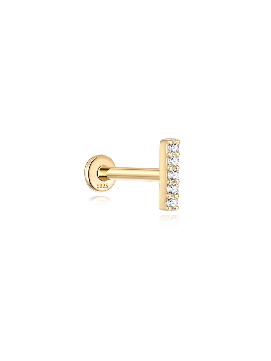 S925 Sterling Silver Bar Ear Piercing Stud