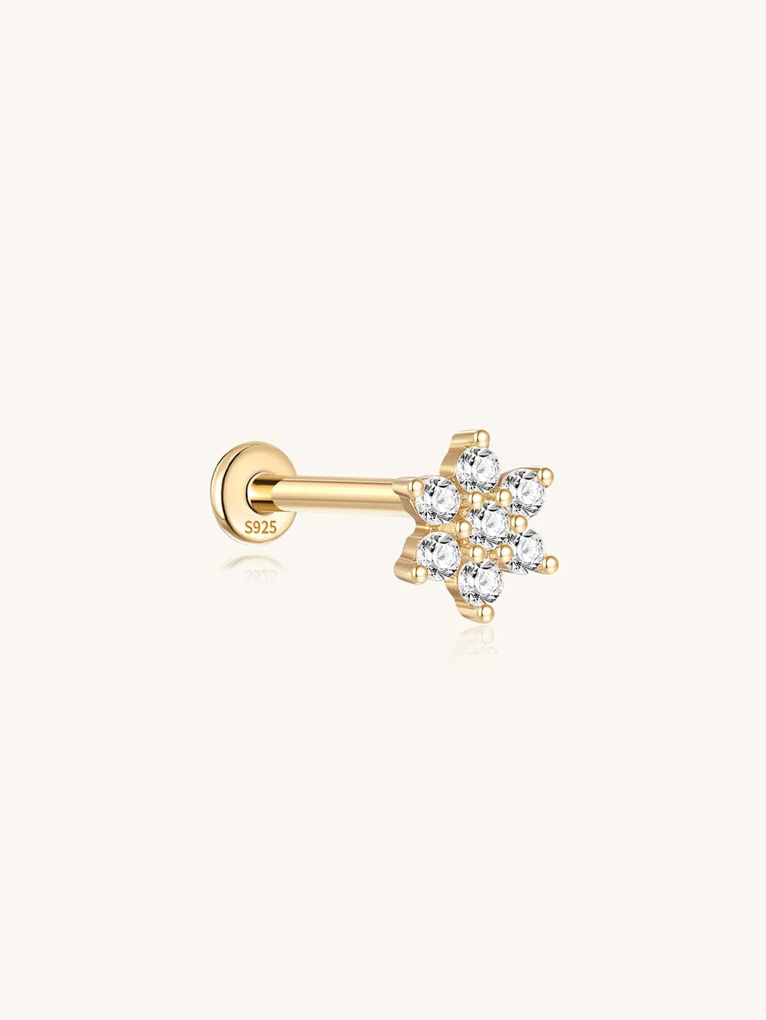 S925 Sterling Silver Bloom Ear Piercing Stud