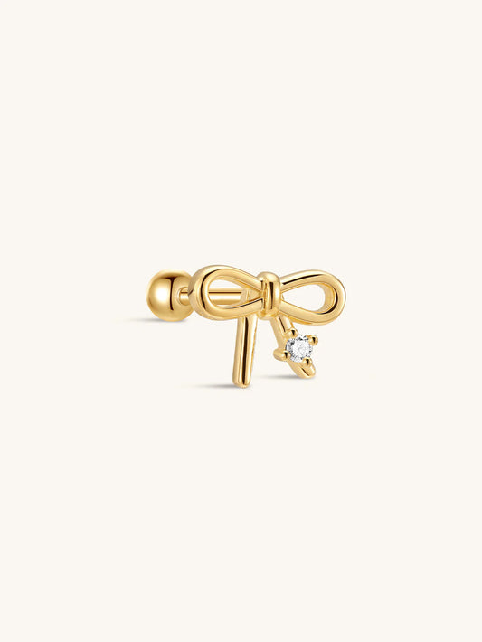 S925 Sterling Silver Bowknot Elegant Piercing Stud