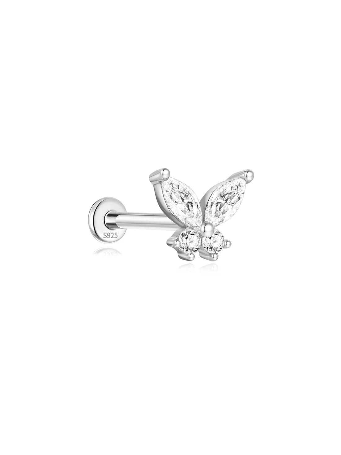 S925 Sterling Silver Butterfly Ear Piercing Stud