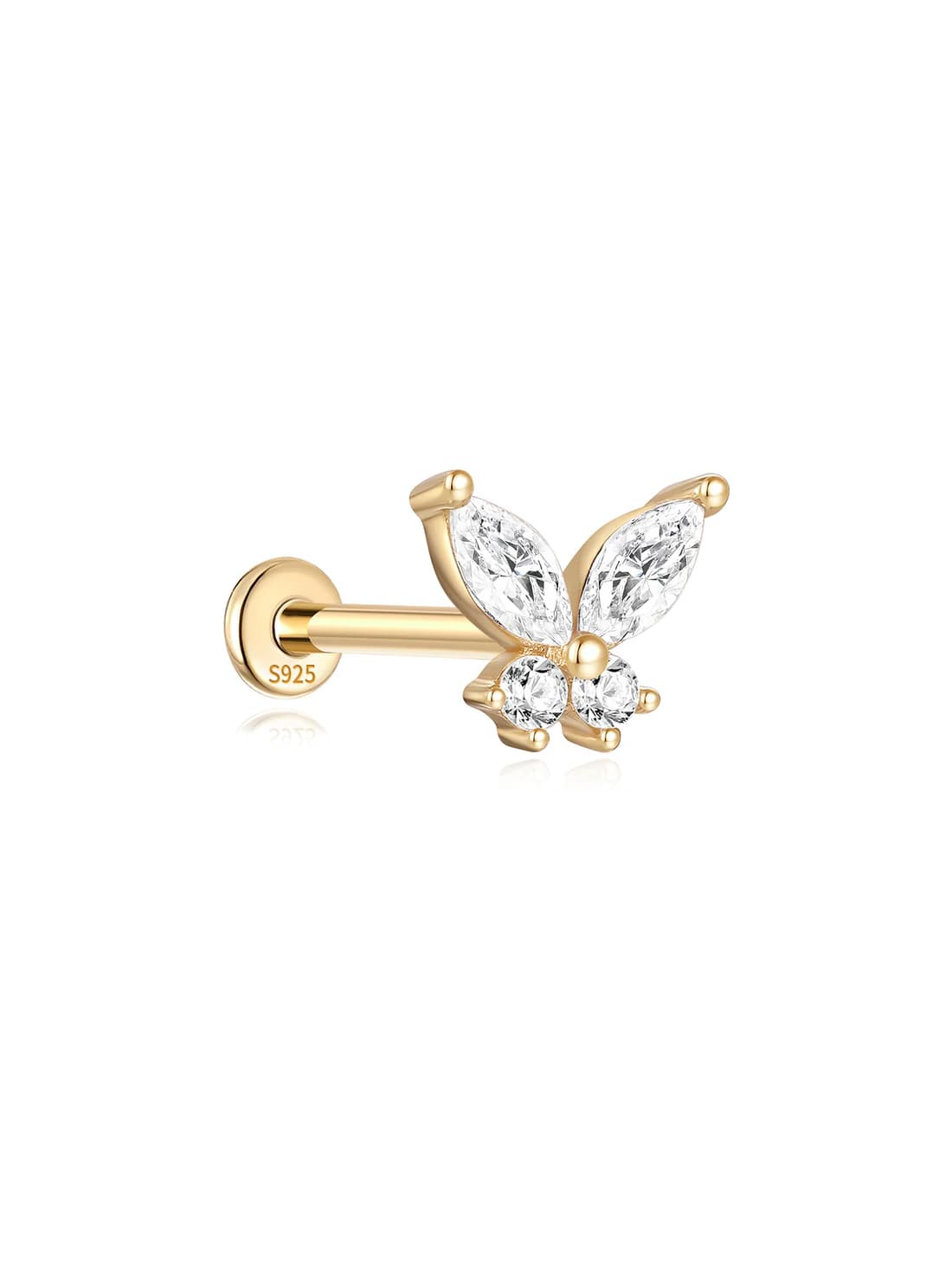 S925 Sterling Silver Butterfly Ear Piercing Stud