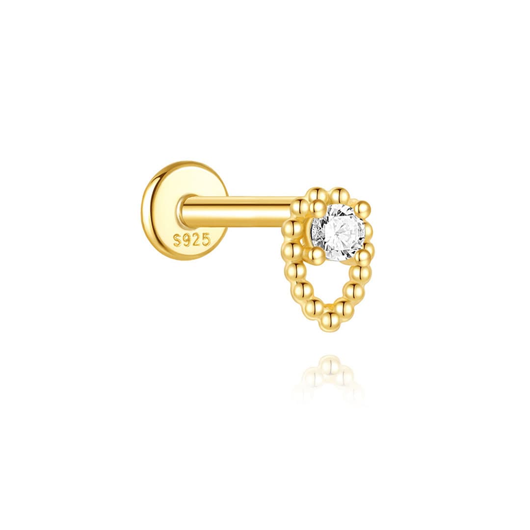 S925 Sterling Silver Butterfly & Star Flatback Threaded Piercing Stud