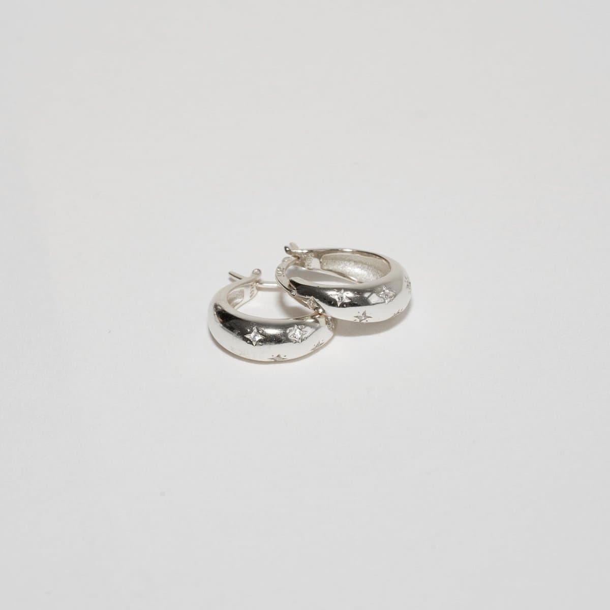 S925 Sterling Silver Celestial Star Tapered Hoops