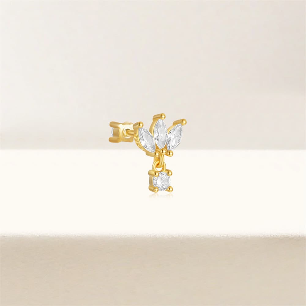 S925 Sterling Silver Crown Flat Back Ear Piercing Stud