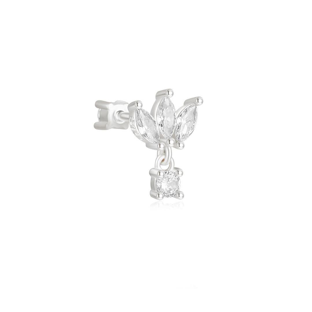 S925 Sterling Silver Crown Flat Back Ear Piercing Stud