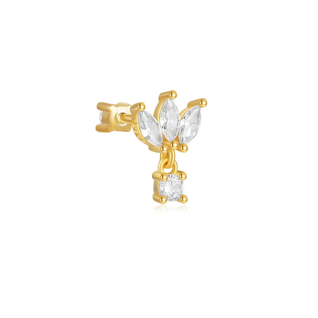 S925 Sterling Silver Crown Flat Back Ear Piercing Stud
