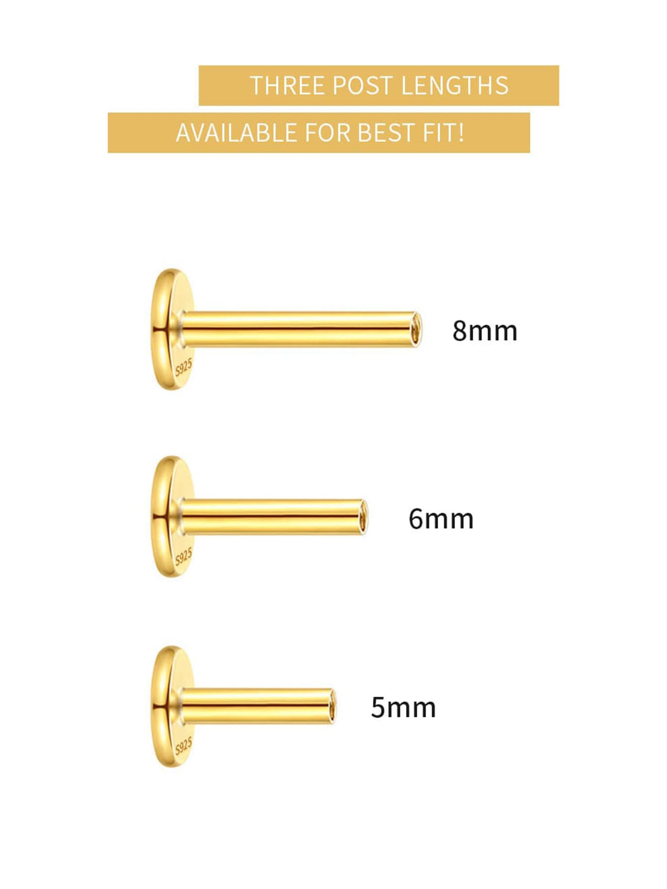S925 Sterling Silver Trinity Shiny Ear Piercing Stud