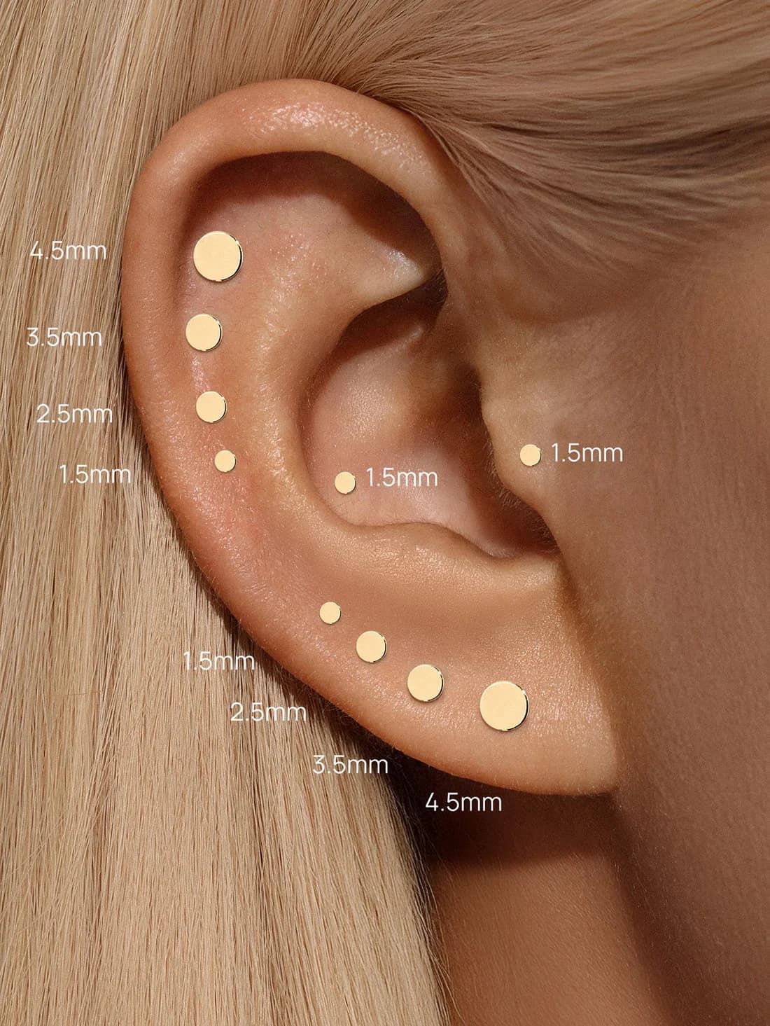 S925 Sterling Silver Flat Disc Threaded Ear Piercing Stud
