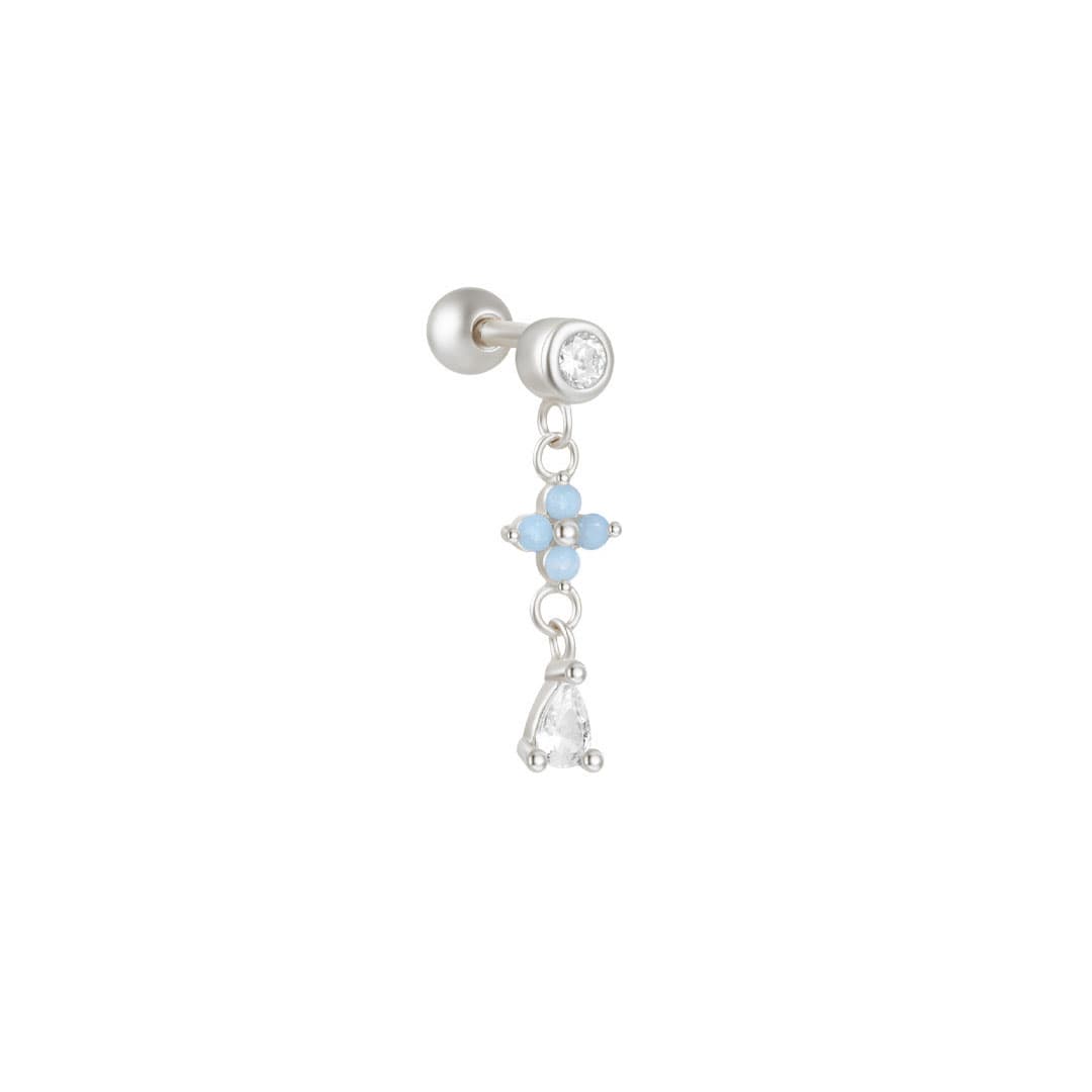 S925 Sterling Silver Floral Bow Piercing Stud Earring
