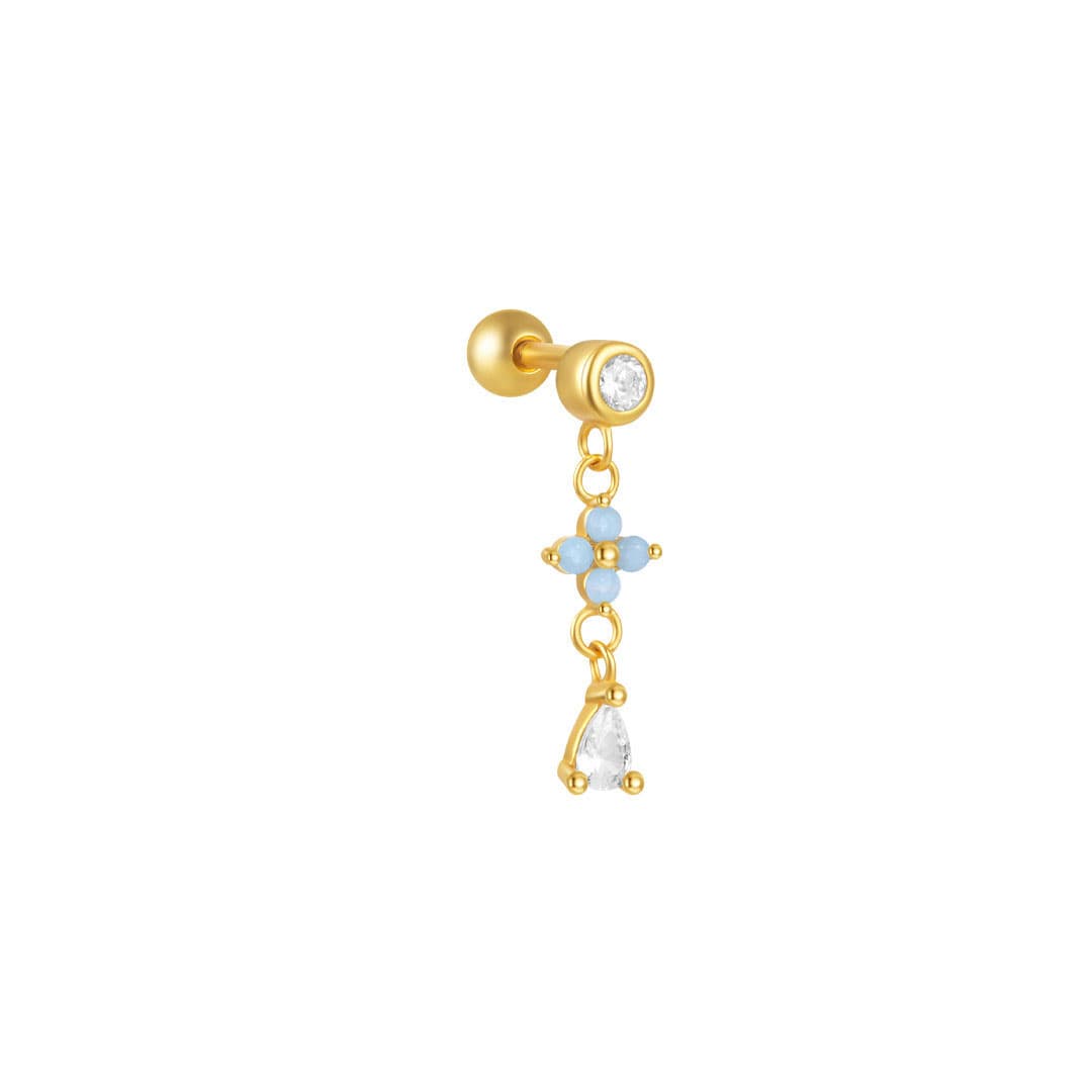 S925 Sterling Silver Floral Bow Piercing Stud Earring