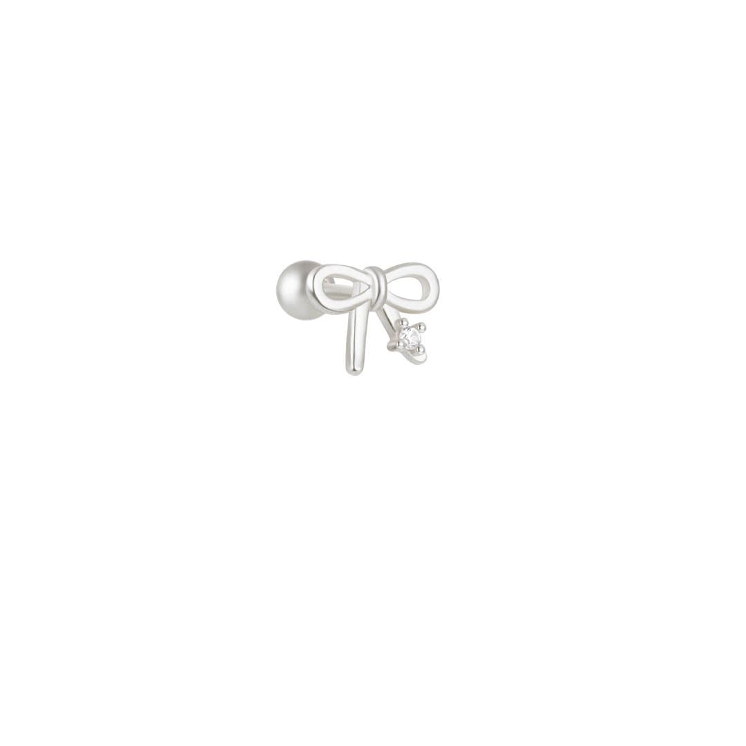 S925 Sterling Silver Floral Bow Piercing Stud Earring