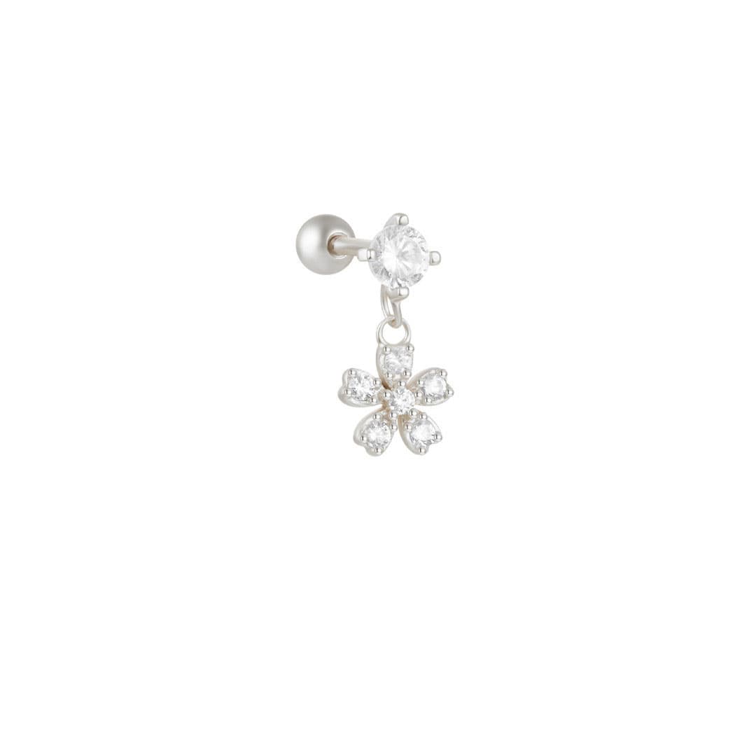 S925 Sterling Silver Floral Bow Piercing Stud Earring