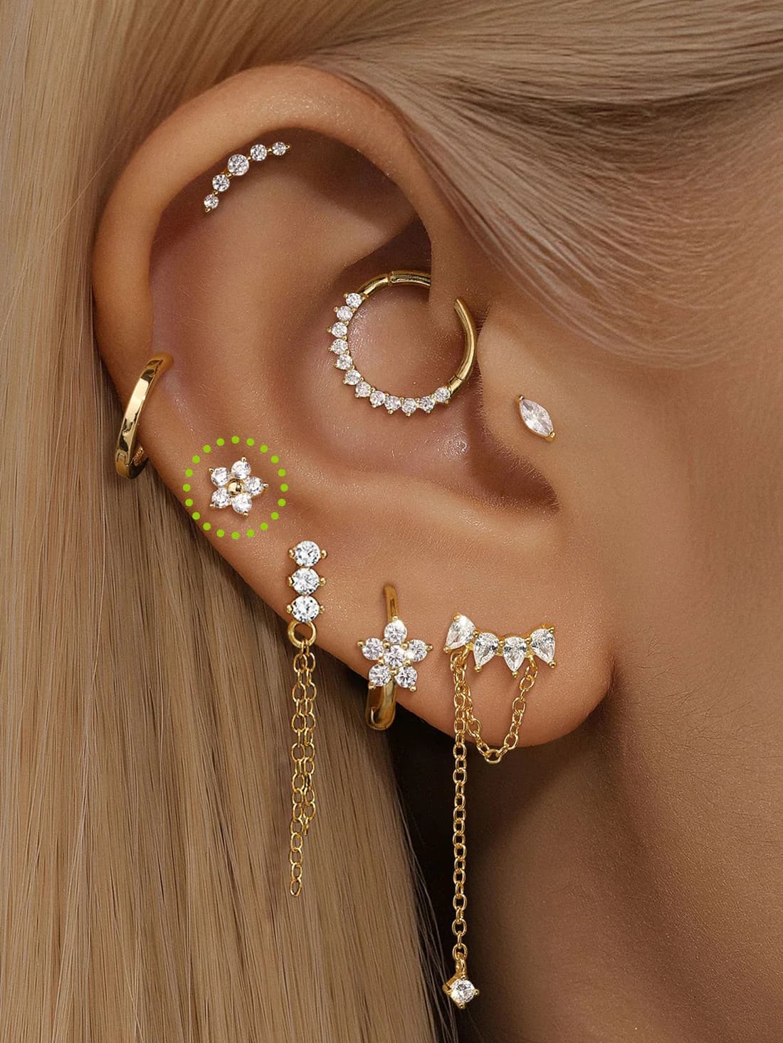 S925 Sterling Silver Flower Threaded Ear Piercing Stud