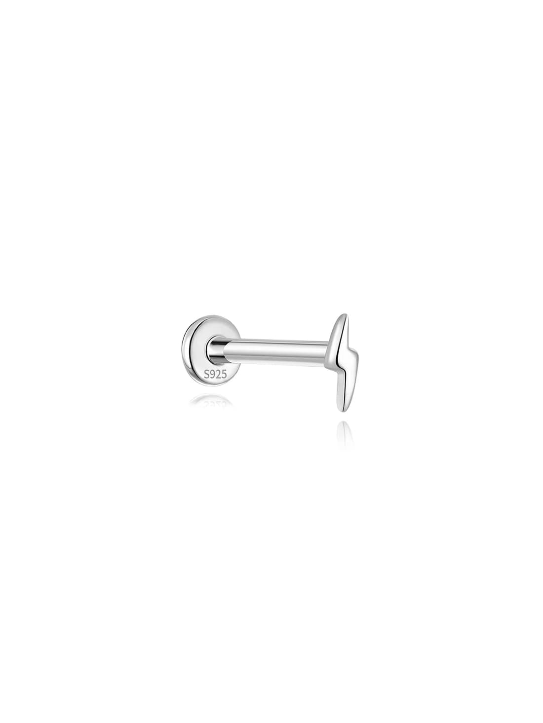 S925 Sterling Silver Glossy Lightning Simplicity Ear Piercing Stud