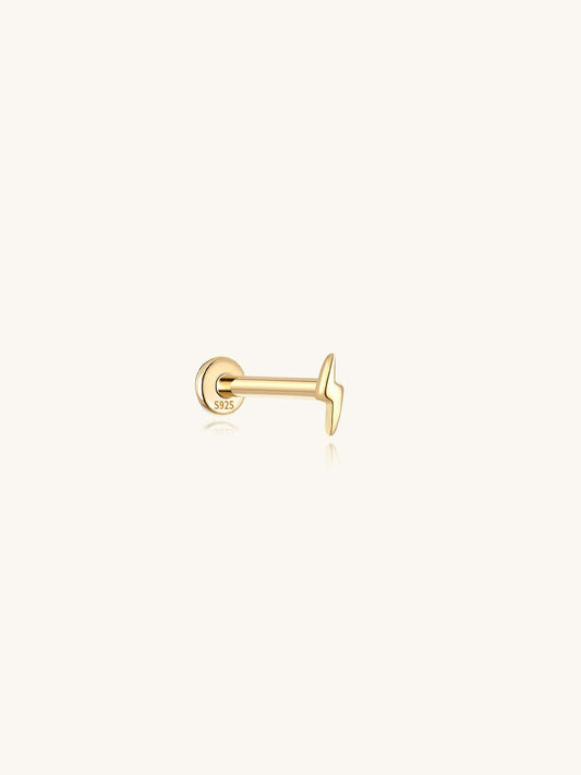 S925 Sterling Silver Glossy Lightning Simplicity Ear Piercing Stud