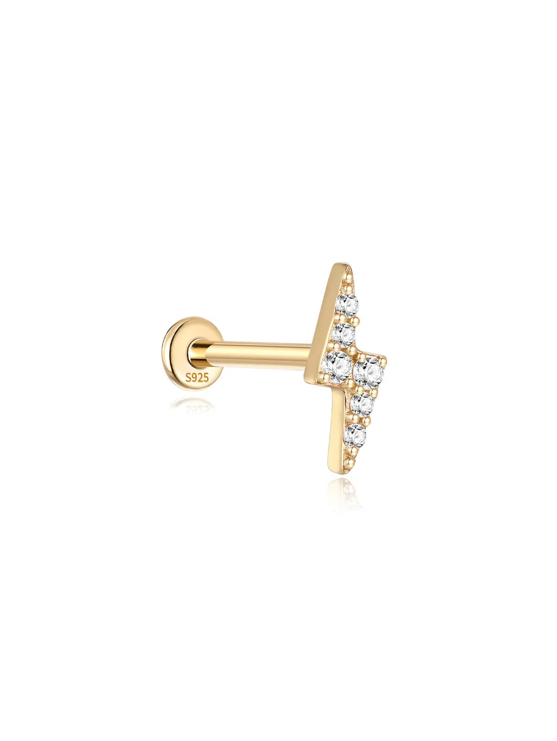 S925 Sterling Silver Lightning Zircon Ear Piercing Stud