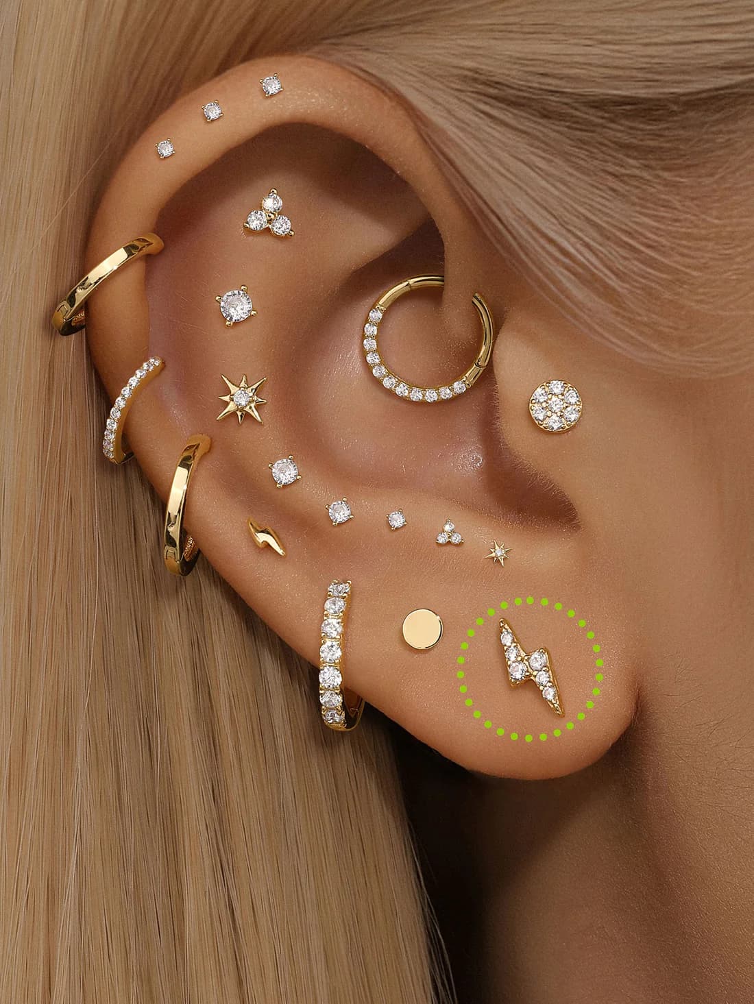 S925 Sterling Silver Lightning Zircon Ear Piercing Stud