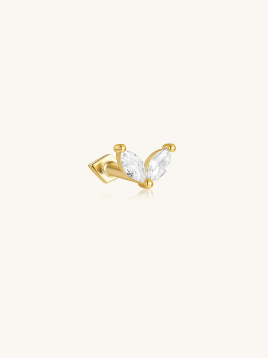 S925 Sterling Silver Marquise Sprouts Reversible Piercing Stud