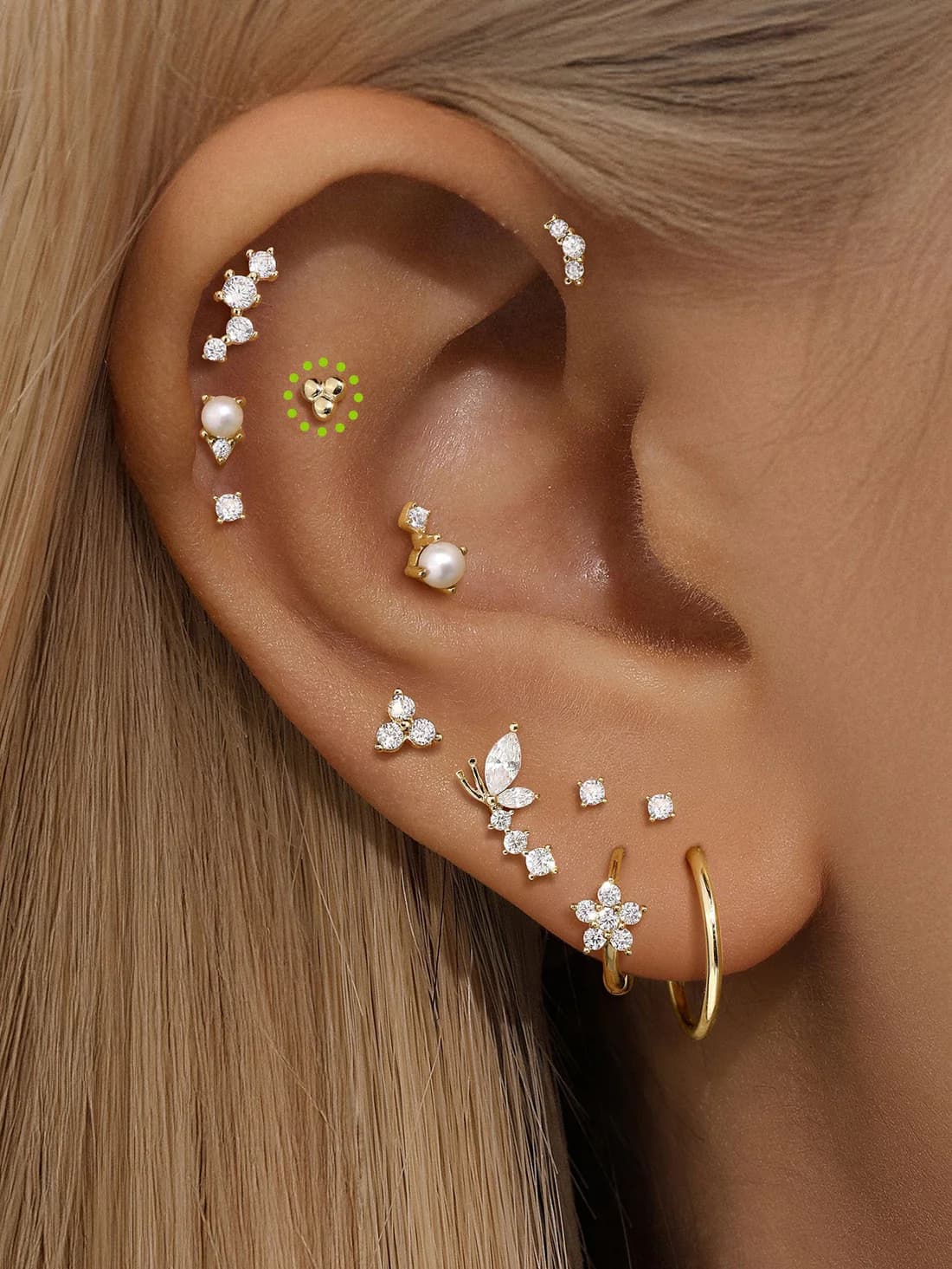 S925 Sterling Silver Mini Triple Bubble Ear Piercing Stud