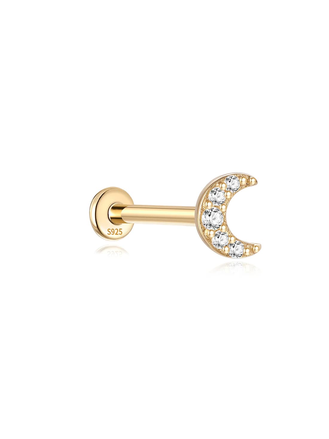 S925 Sterling Silver Moon Ear Piercing Stud