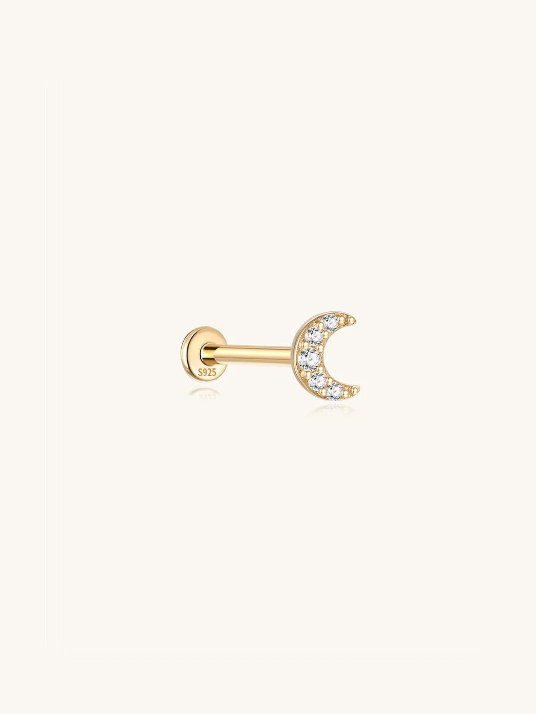 S925 Sterling Silver Moon Ear Piercing Stud