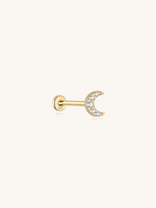 S925 Sterling Silver Moon Ear Piercing Stud