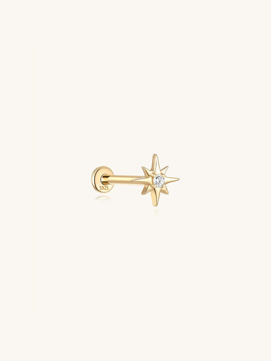 S925 Sterling Silver Octagonal Ear Piercing Stud