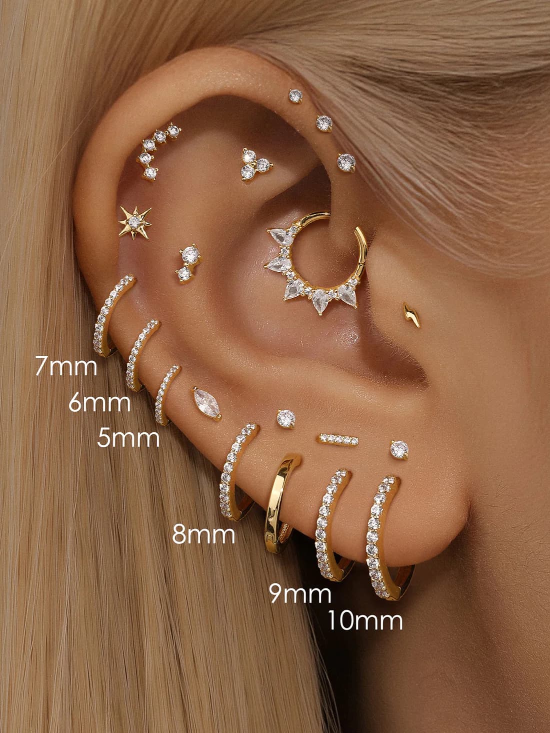 S925 Sterling Silver Octagonal Ear Piercing Stud