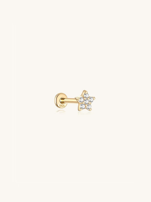 S925 Sterling Silver Pentagram Eternity Ear Piercing Stud