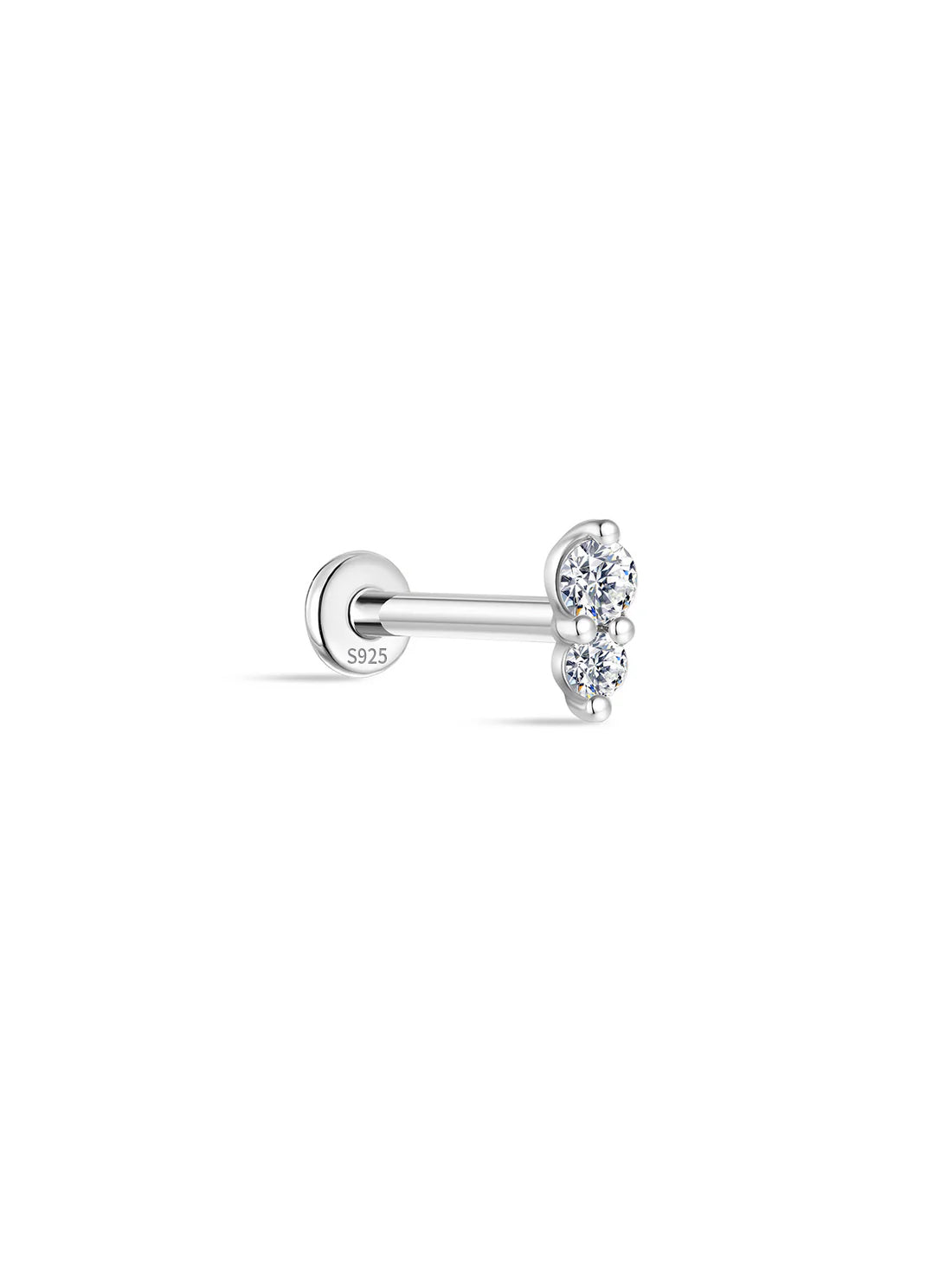 S925 Sterling Silver Sparkling Splicing Ear Piercing Stud