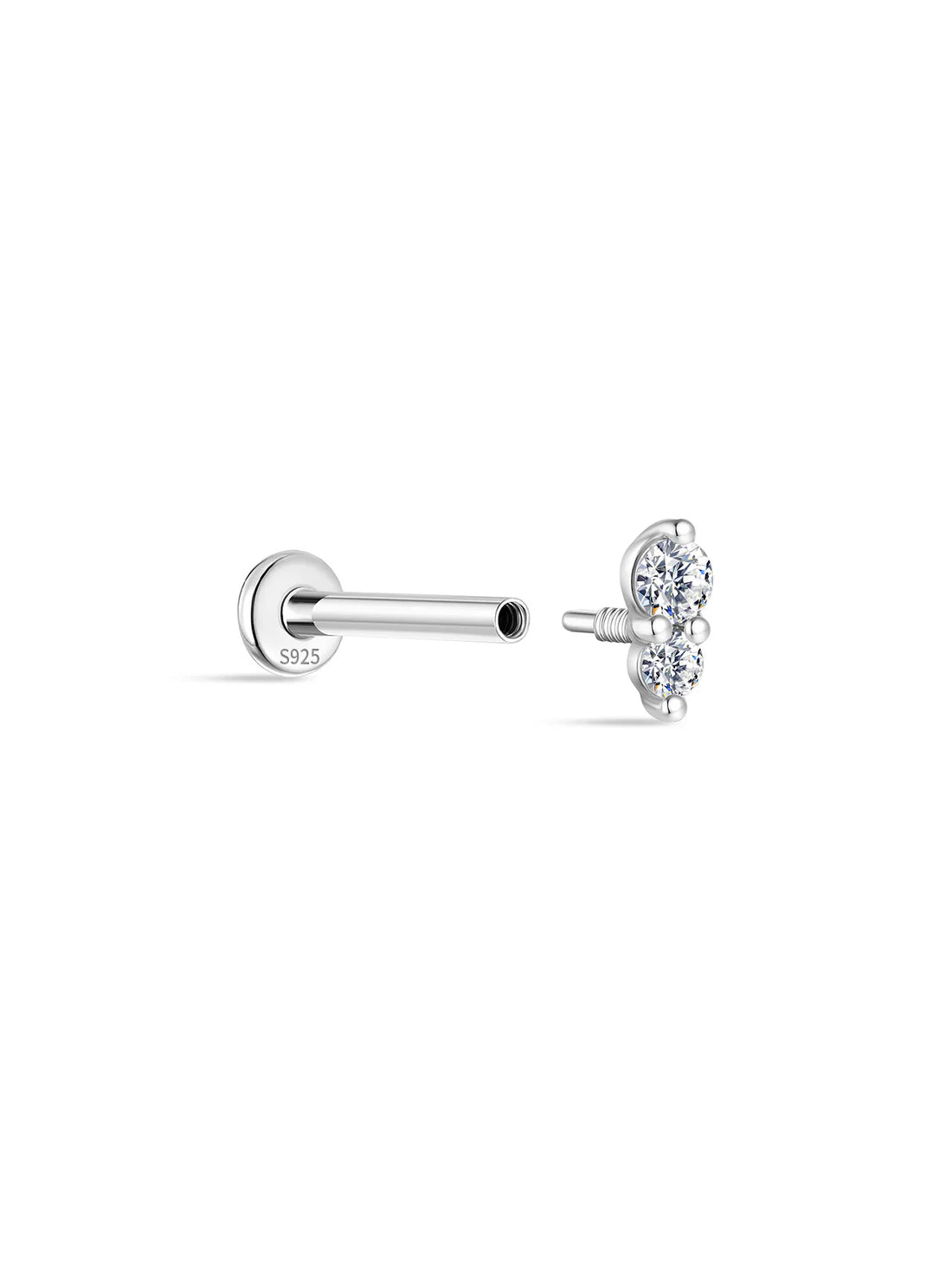 S925 Sterling Silver Sparkling Splicing Ear Piercing Stud