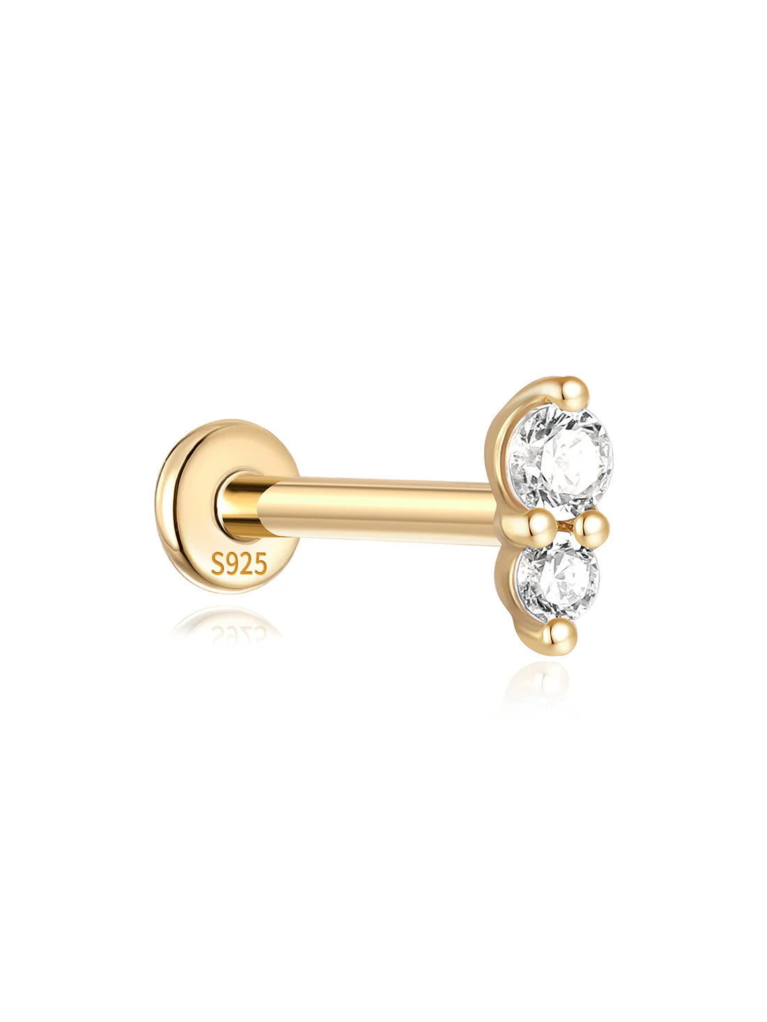 S925 Sterling Silver Sparkling Splicing Ear Piercing Stud